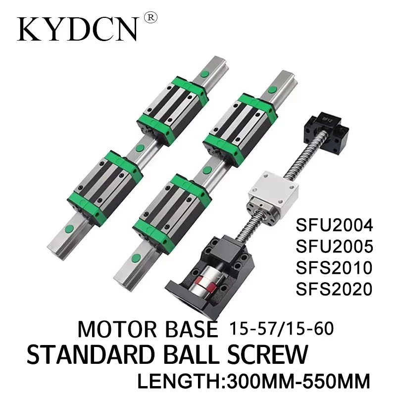 

SFU2004 2005 2010 2020 Length 300-550 high precision ball screw motor seat set plus 2 sets of standard HGH linear guide