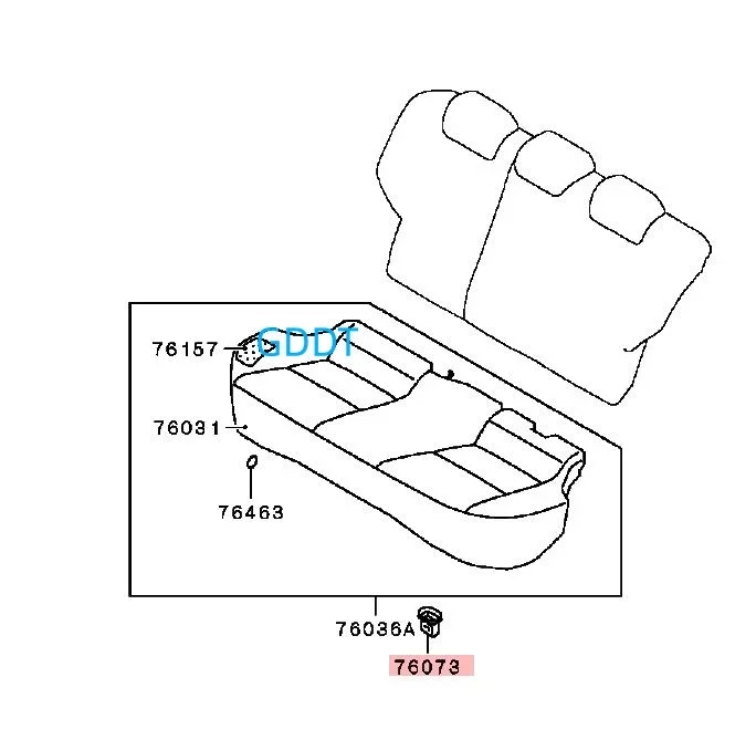 1 Piece Second Row Seat Buckle for Lancer CZ CY CZ Rear Seat Fastener Buckle for ASX GA Two Row Seat for EVO 10 MN121068
