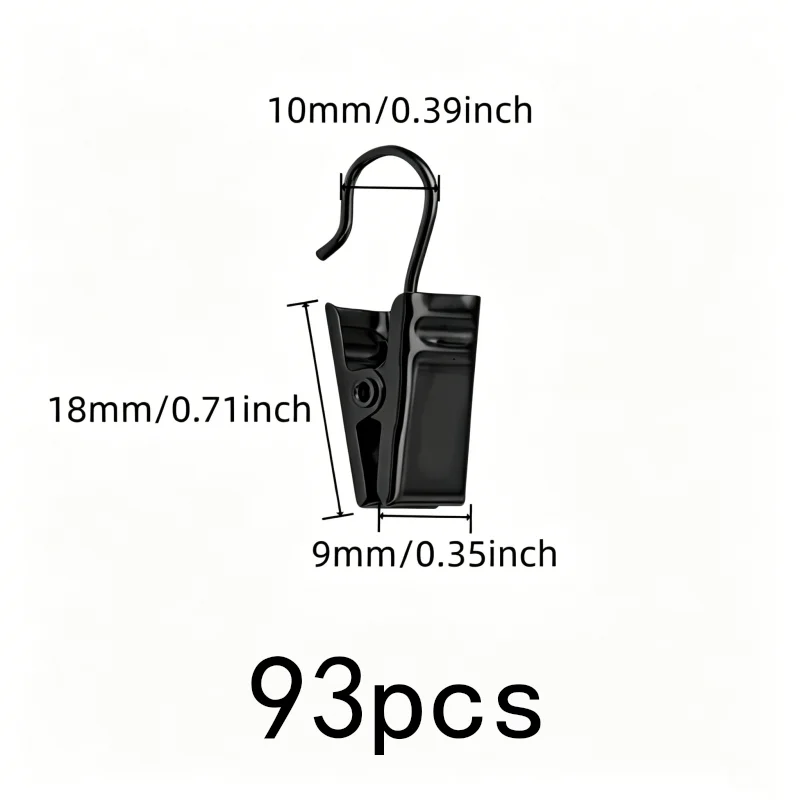 93 pcs Window Treatment Hooks, Rust Resistant Metal, Living Room Curtains Living Room Curtains, Easy Slide On Rod