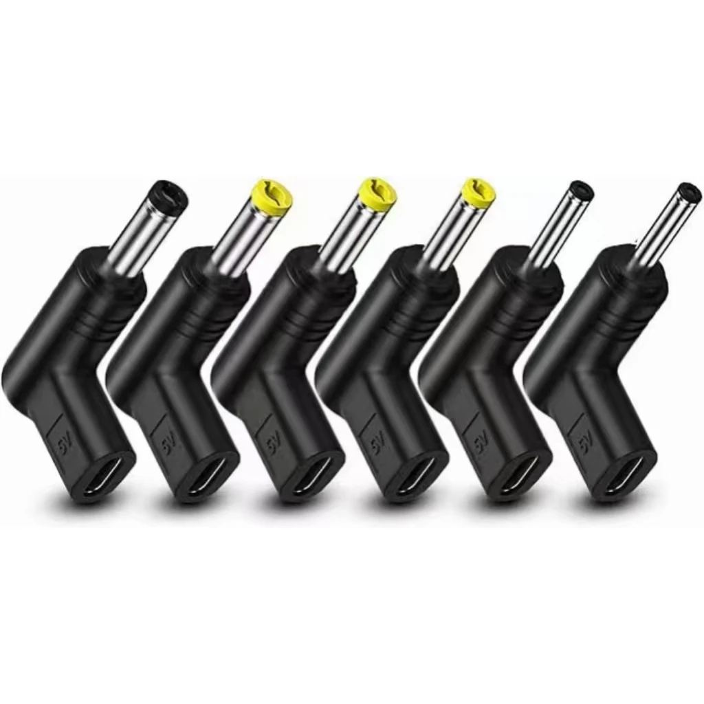5V Type‑C Female to DC Male Power Adapter, 6‑in‑1 DC Plug Connector Kit for Router Optical Modem CCTV Camera 5V Power Supply