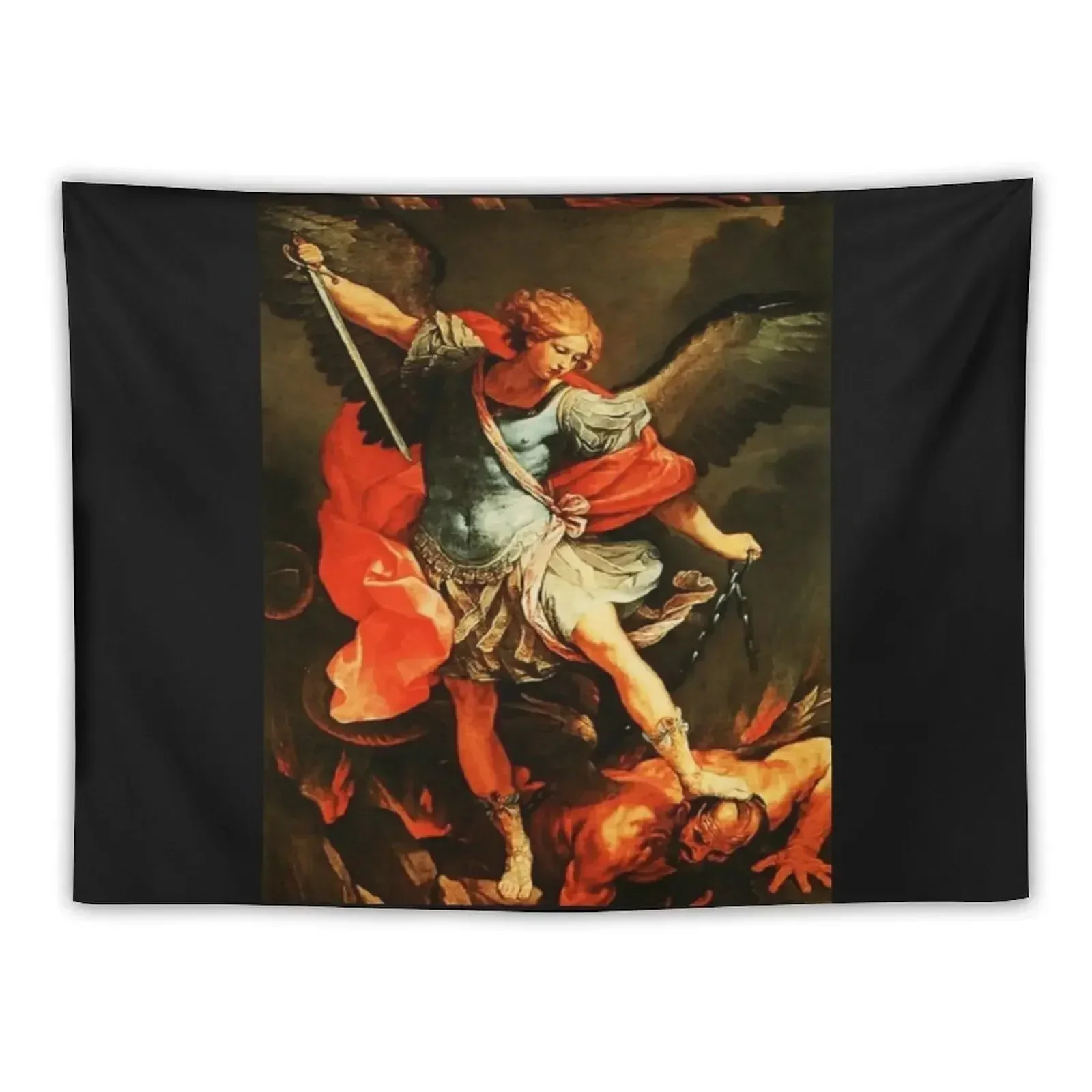 St Michael ArchangelMichael Defeats SatanRevelation 12-7-9 Graphic . Tapestry Decorations For Room Tapestry