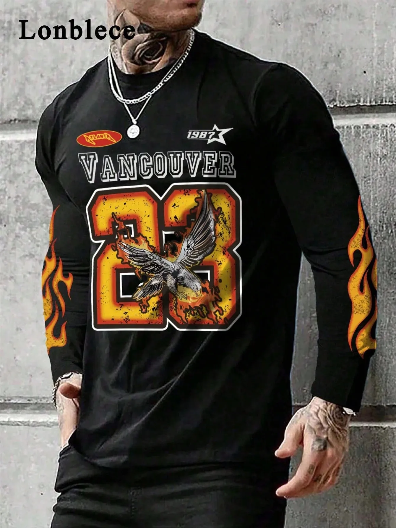 تي شيرت رجالي جديد بأكمام طويلة لربيع وخريف 2025 كاجوال عصري ومريح مع طباعة رقمية ثلاثية الأبعاد #3