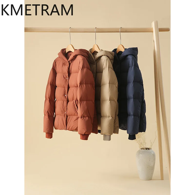 KMETRAM-Manteau en duvet d'oie blanc pour femme, veste matelassurera légère, vêtements de combat courts, haute qualité, hiver, 2024