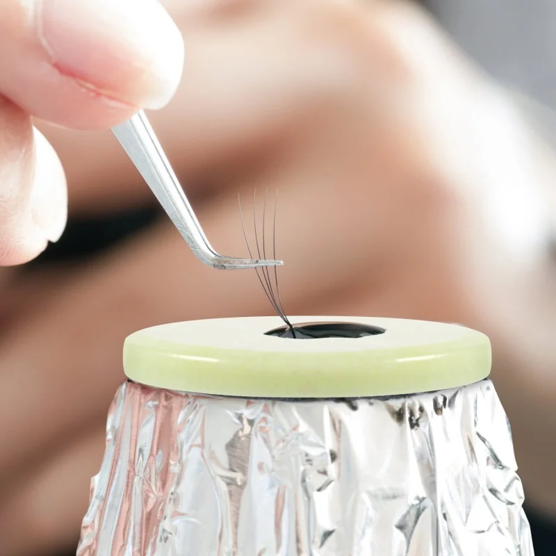 Eyelashes Extension Glue Adhesive Pallet Round Jade Stone Set False Eye Lashes Glue Pad Holder Makeup Tool Lash Lifting Supplies