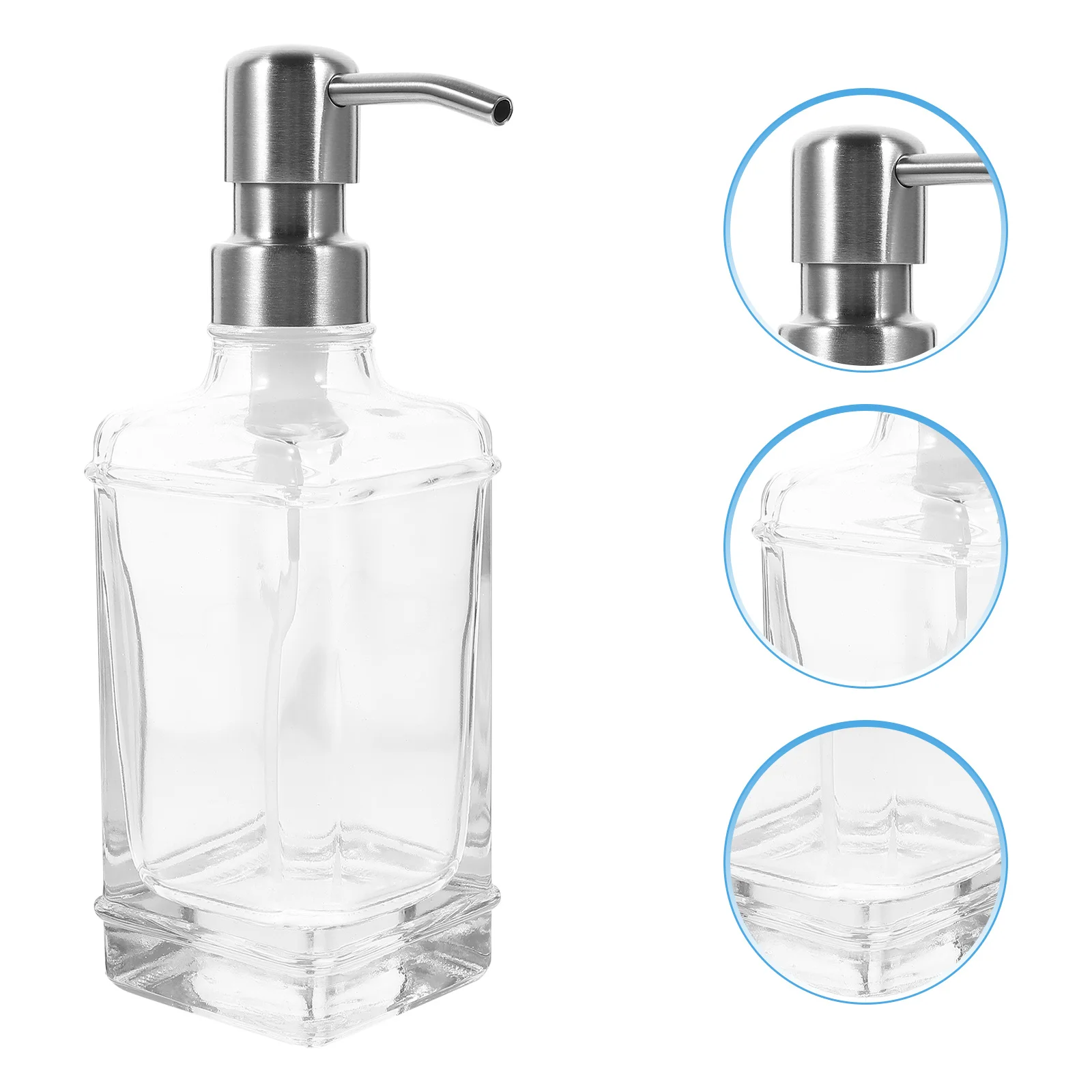 

1Set Premium Glass Stainless Steel Lotion Dispenser Compact Travel Size Press Pump Bathroom Kitchen Use