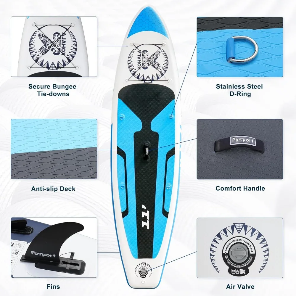 2024 New 11' Premium Stand Up Paddle Board, Yoga Board with SUP Accessories & Carry Bag