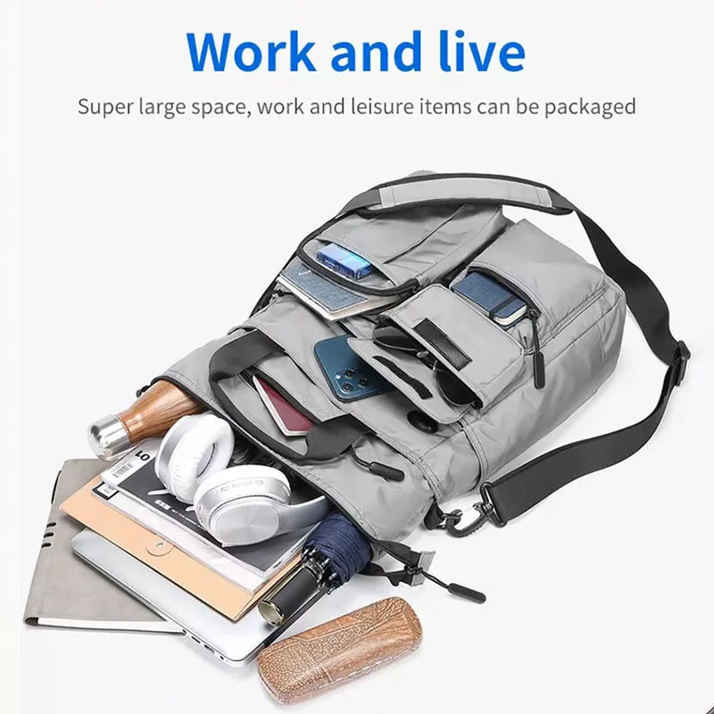 Mens Business Messenger Bag Laptop Shoulder Bag Multifunctional Computer Work Office Bag Waterproof Briefcases Travel Handbag image 2