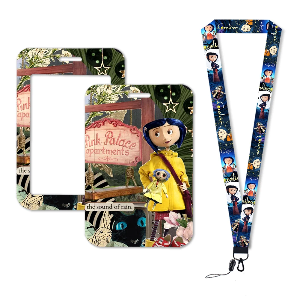 

W Coraline Anime Neck Strap Lanyards Keychain Badge Holder ID Card Pass Hang Rope Lariat Lanyard Key Ring Gifts Accessories