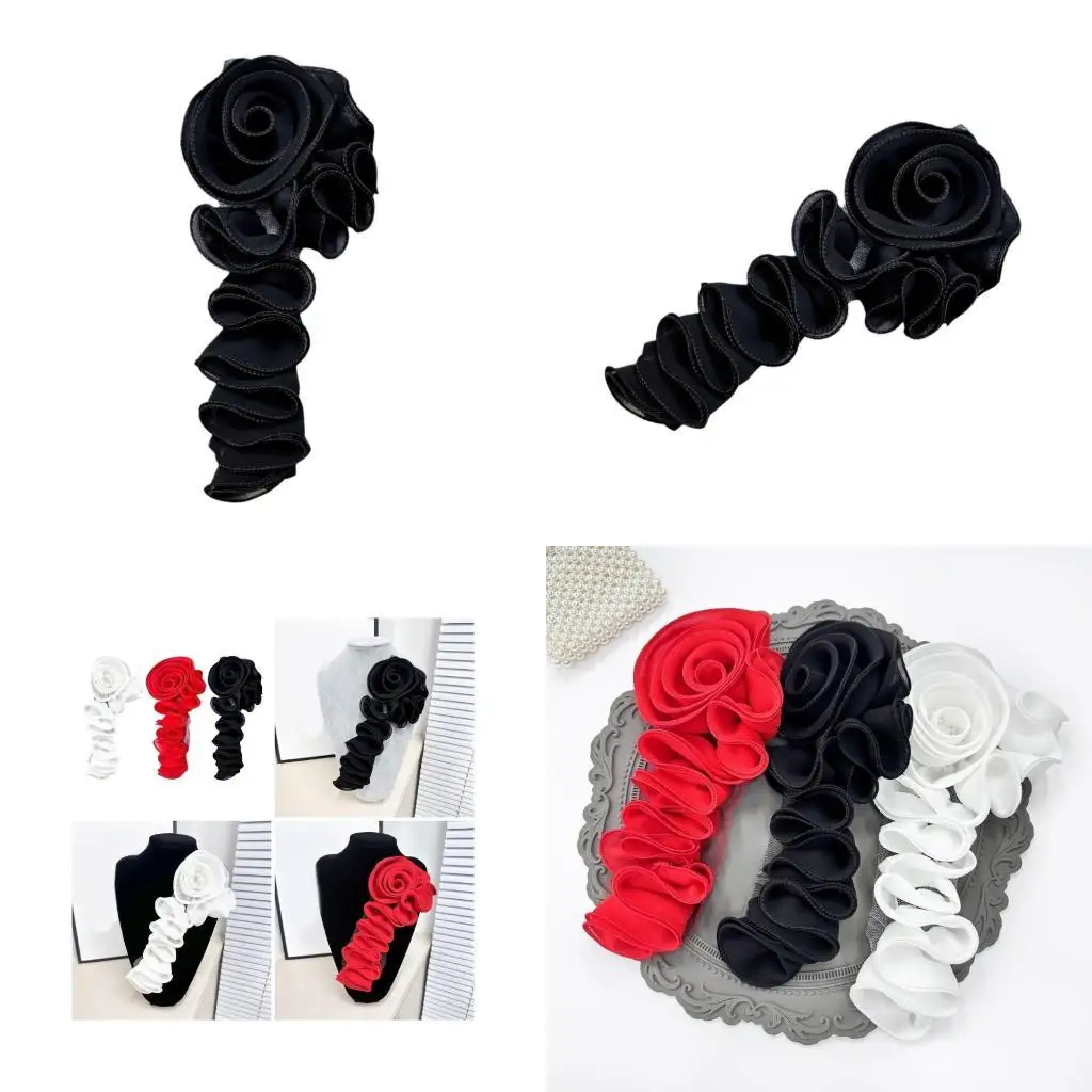 

R1WE Soft Polyester Ruffle Appliques Creative Vintage Clothing Modifications Patches for Stylish Apparel Accents