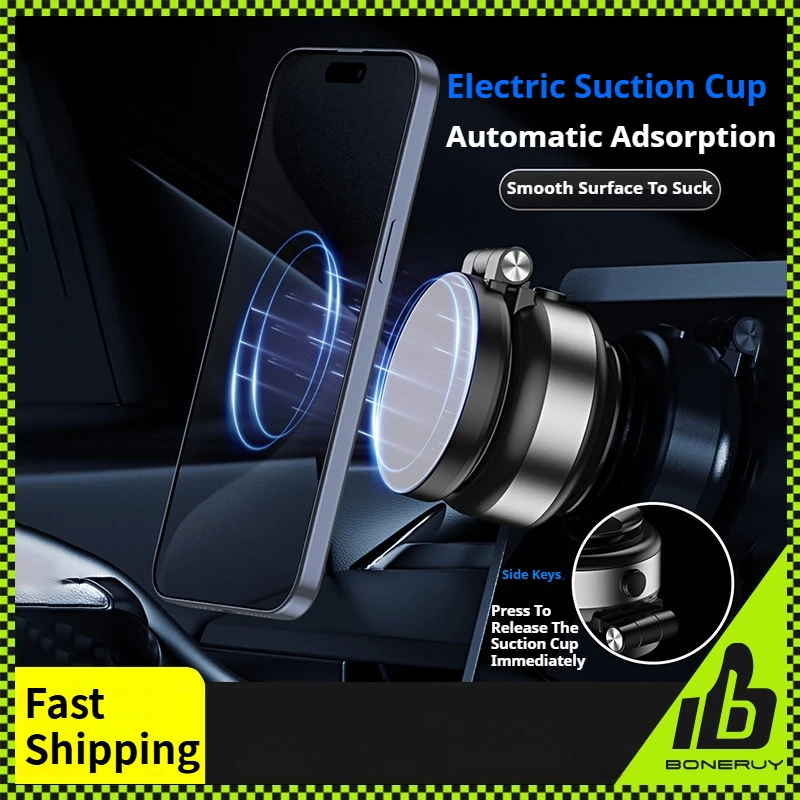 Phone Holder Electric Vacuum Suction Cup Telescopic Strong Magnetic Adsorption Bracket Gym Kitchen Car Stand For iPhone 14 15 16