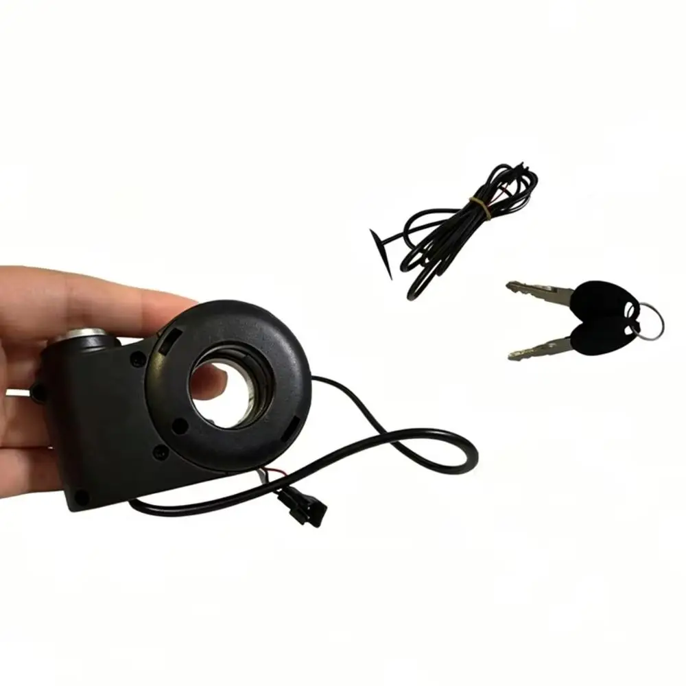 1Pcs 12V-72V Ebike Key Switch Lock 2 Keys 2 Wires Starter Switch Lock Aluminum Alloy Black Electric Scooter Key Lock
