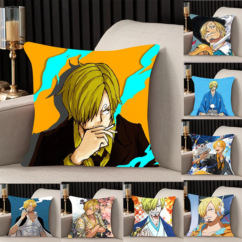 home decor Pillow Cover Sanji iving room bedroomo office car 45x45 Dakimakura Throw Pillows Square Pillowcase boy style gift