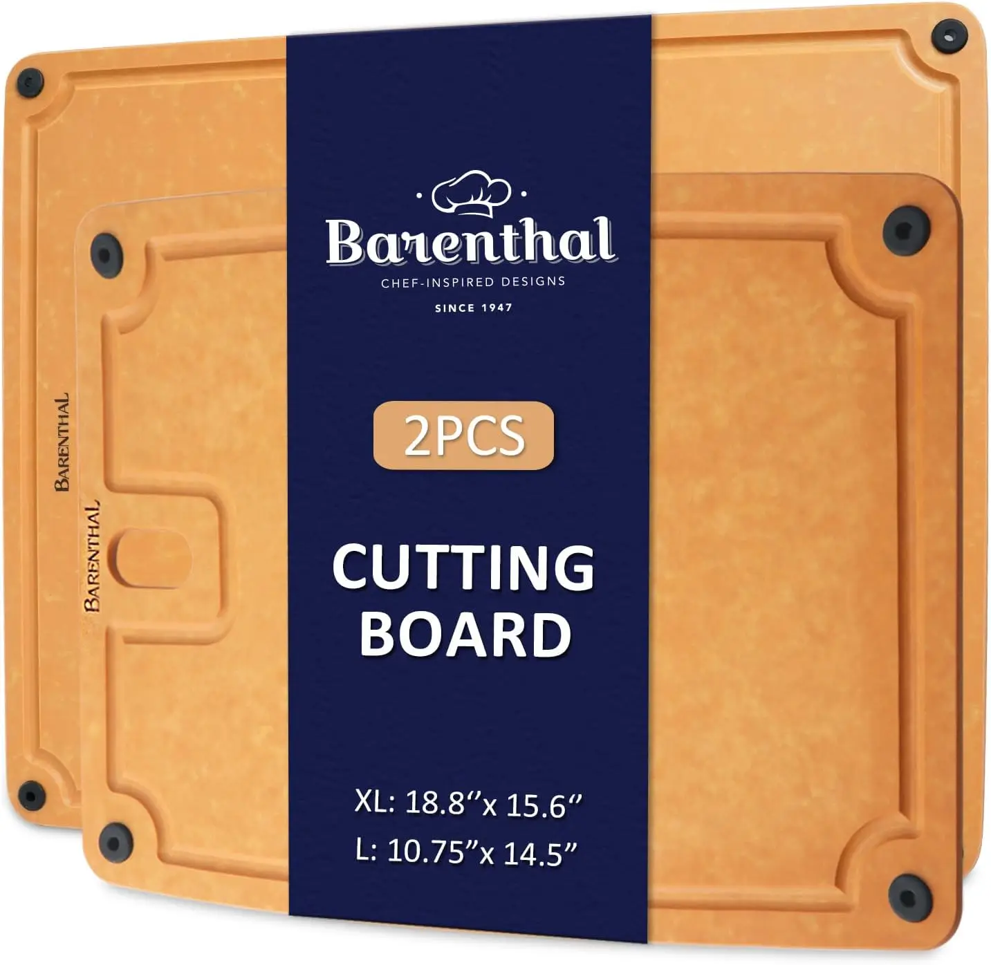 Tablas de cortar grandes para cocina, aptas para lavavajillas - Juego de 2 tablas de cortar de doble cara con patas antideslizantes y ranura para jugos, material compuesto C