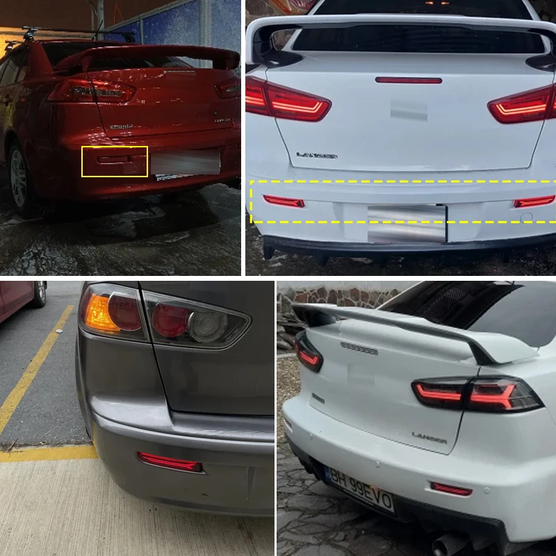2PCS LED Bumper Reflector Lights For Mitsubishi Lancer Evo X Outlander 2008-2016 For Tail/Brake,Turn Signal Lights Rear Fog Lamp
