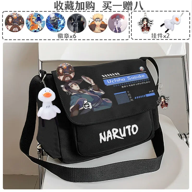 Naruto Anime Uchiha Itachi Peripheral Backpack  Canvas Bag Men and Women Cross-body School Bag Cartoon School Bag Mochila