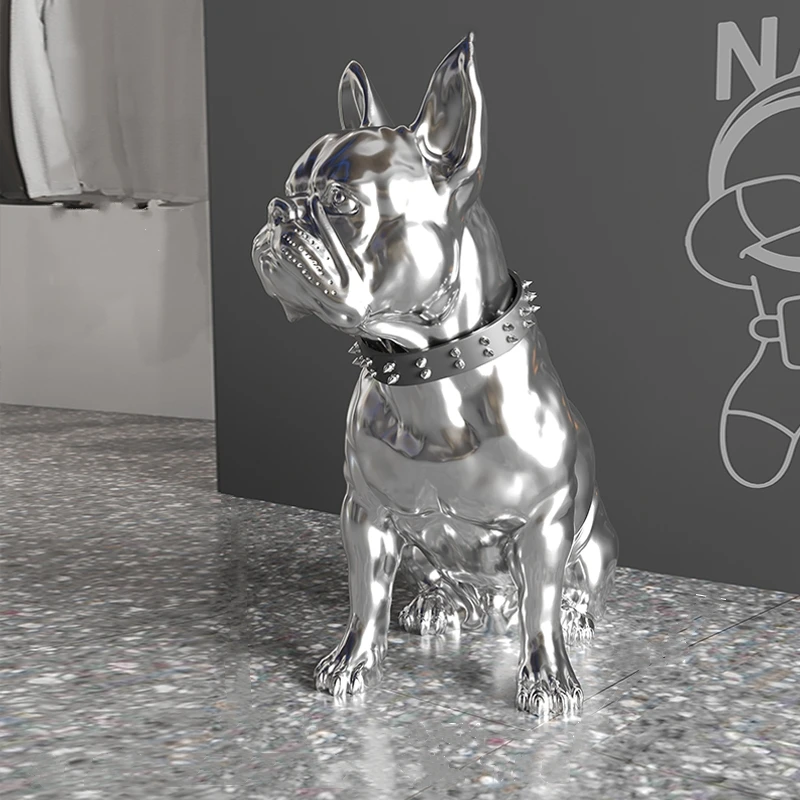 Home Decor Electroplated Dog Statue Floor Decoration Living Room Large Animal Sculpture Art Ornament Housewarming Gift Figurine