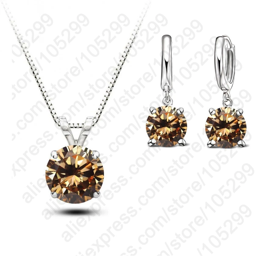 Wholesale Price Simple Round Cubic Zirconia 925 Sterling Silver Jewelry Set For Women Wedding Daily Decorations