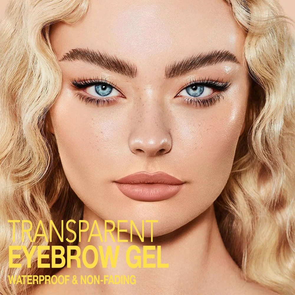 Mascara coiffant pour sourcils transparent, gel façonnant les sourcils clair à réglage fort, colle à sourcils imperméable et anti-taches pour un aspect naturel