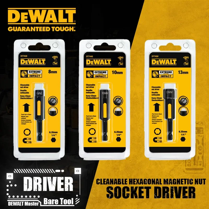 

DEWALT DT7430 DT7440 DT7450 Cleanable Hexagonal Magnetic Nut 8/10/13MM Socket Driver Power Tools Accessories