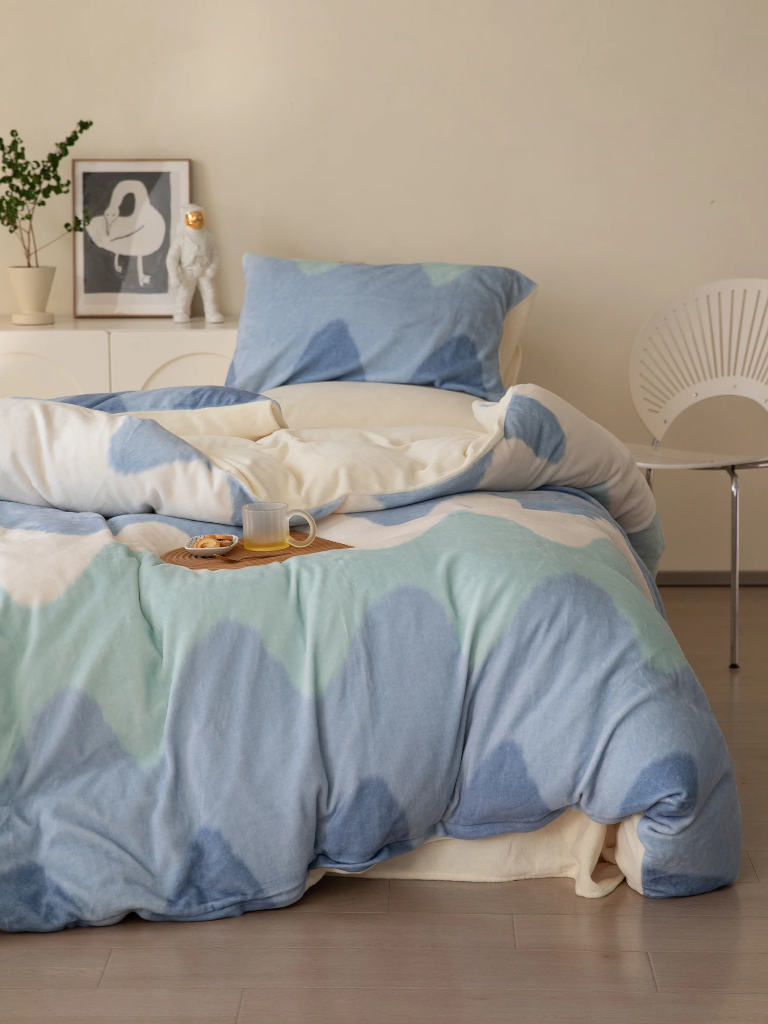 Nordic Style Thickened Milk Velvet Warmth Bedding Set Coral Fleece Bedding Cover Winter Collection Queen Size Bed Linen