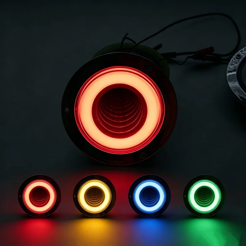 4 Stück 4" Runde Rückleuchten Tunnellichter LKW-Anhängerleuchten 12-24V Blinker Bremslicht LKW-Stroboskop-LED-Lampe – Detail 6
