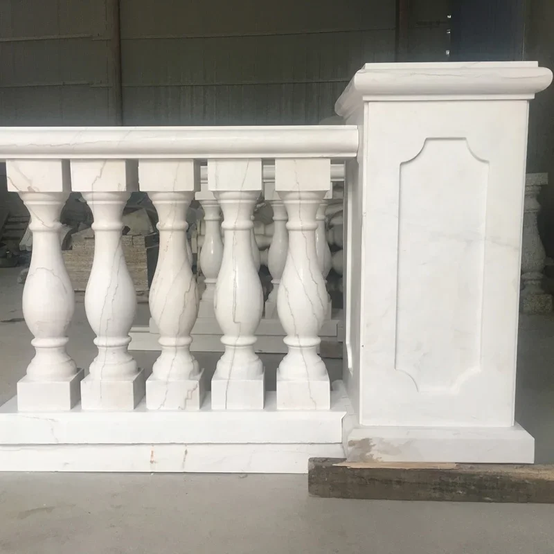 balustrade balcony end high Villa white marble balustrade