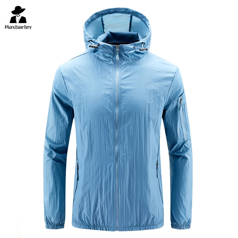 

Outdoor Hooded Jacket Men's Summer Waterproof Lightweight Sun protection clothing Climbing Hunting Quick Drying Skin Windbreaker