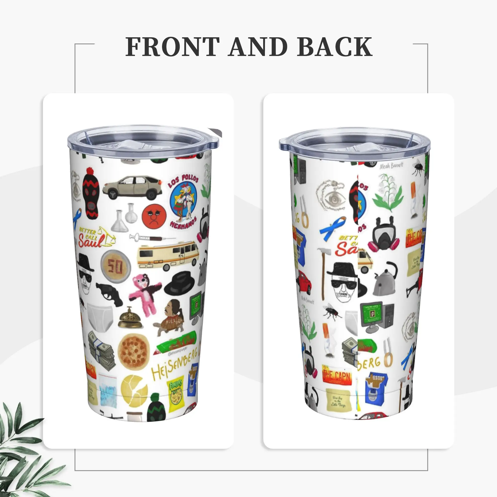 Breaking Bad collage drawing Tumbler Vacuum Insulated  Thermal Cup Stainless Steel School Mug Spill Proof, 20oz