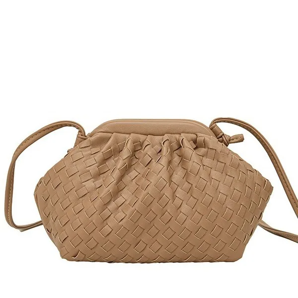 Oferta de la Temporada: Nuevo Bolso de Mano de Cuero para Mujer, Estilo Nube Tejida, Elegante, Plegable, Estilo Urbano Simple, Material PU