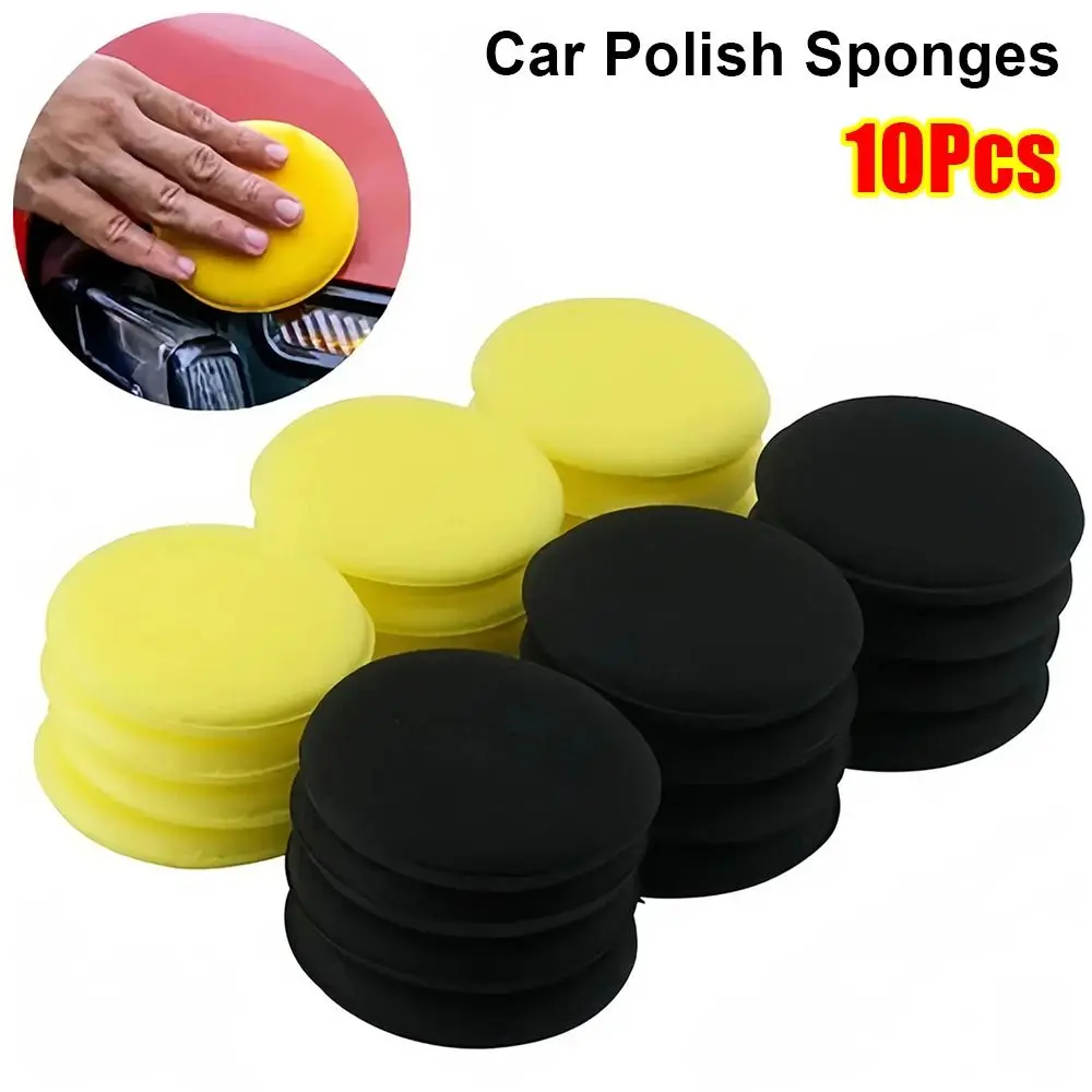 

10Pcs Durable Round Polish Sponges High Density 10cm Foam Applicator Pads Auto Cleaning Accessories Curing and Polishing