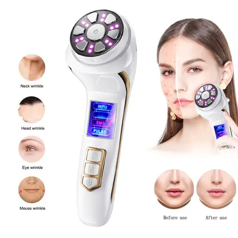 미니 Hifu 4 In1 초음파 기계 Ems 마이크로 전류 성형수술 주름 방지 마사지를 젊어지게 합니다