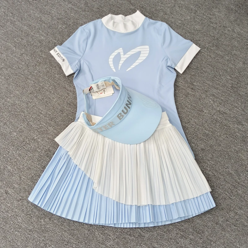 

Sporty Chic Golf Outfit, Women's Pleated Skirt & Crew Neck Top Set, Quick-Dry & Breathable for On/Off Course