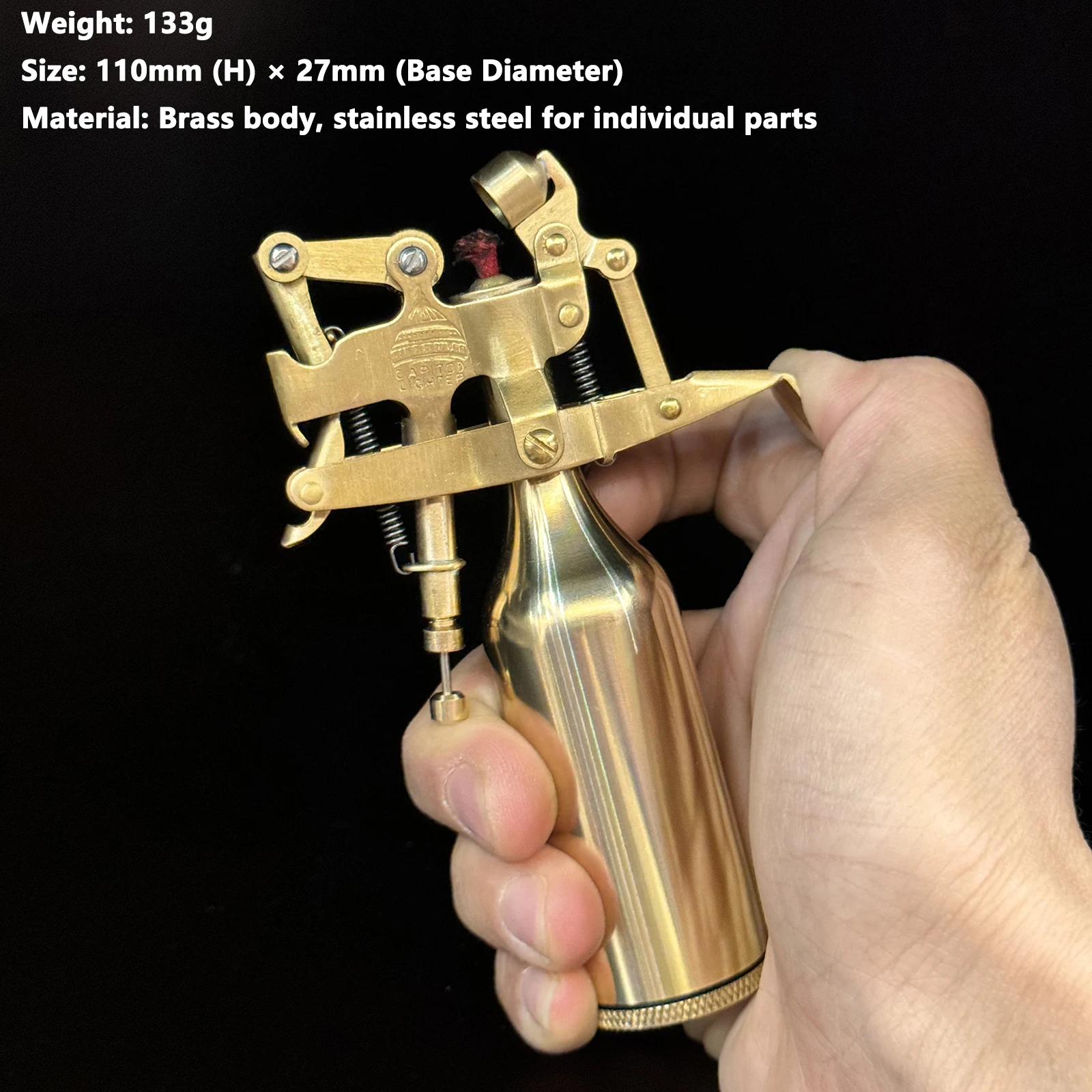 Rare Metal Brass Gasolines Trench Lighter for Men Vintage kerosenes Wicks Lighter Collection Fuel Oil Lighter Gift
