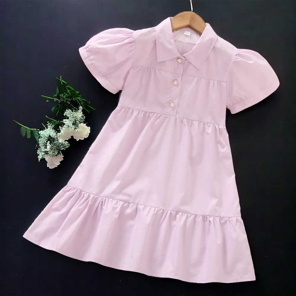 

Summer Cute Girls School Outfits Kids Purple Dresses for Baby Princess Dress Short Sleeve Children Party Costumes 4 6 8 10 Years
