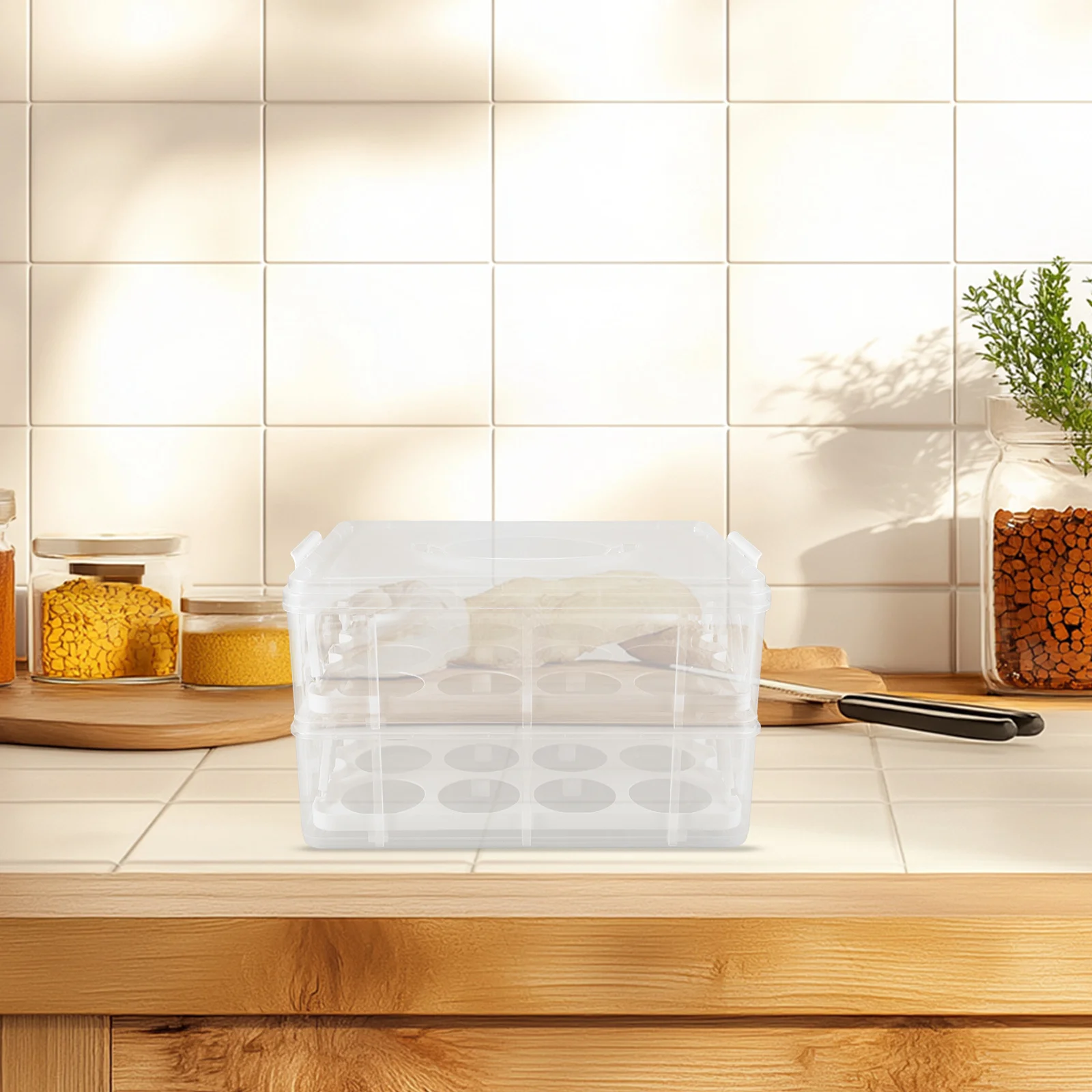 حامل كب كيك مع غطاء، حاوية تخزين مستطيلة شفافة متعددة الاستخدام، مقبض محمول، علبة تعبئة الحلوى، طبقة مزدوجة