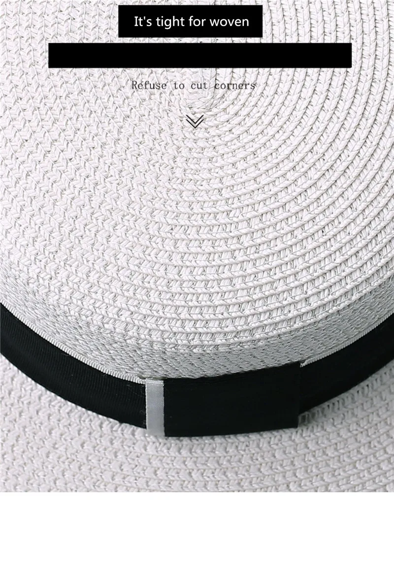 Sommer Outdoor M-Buchstabe Strass Flacher Rand Sonnenhüte Sommer Damen Bowler Hut Strohkappe für Reisen und Einkaufen – Detail 22