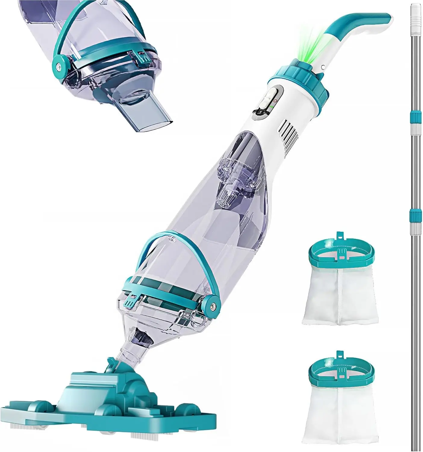

Cordless Pool Vacuum for Above Ground Pool 19.5 GPM,All Angle&LED Display,Handheld Rechargeable Spa Vacuum Cleaner for