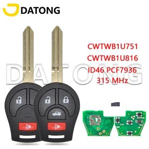 مفتاح التحكم عن بعد للسيارة Datong World لنيسان قاشقاي صني تيدا إكس تريل FCCID CWTWB1U751 رقاقة 315 ميجا هرتز CWTWB1U816 ID46 استبدال مفتاح السيارة أفضل 6 مبيعات لسيارات Tiida المصغرة - No3