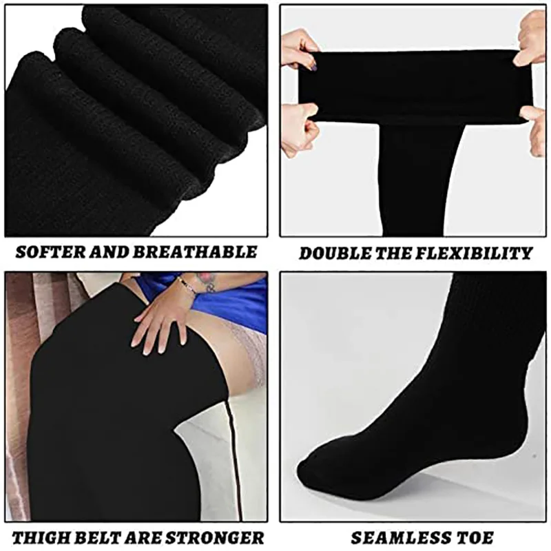 Plus Size Socks Compression Stockings Womens Thigh High Socks Thick Thighs- Extra Long Striped Thick Over Knee Socks XA76BB