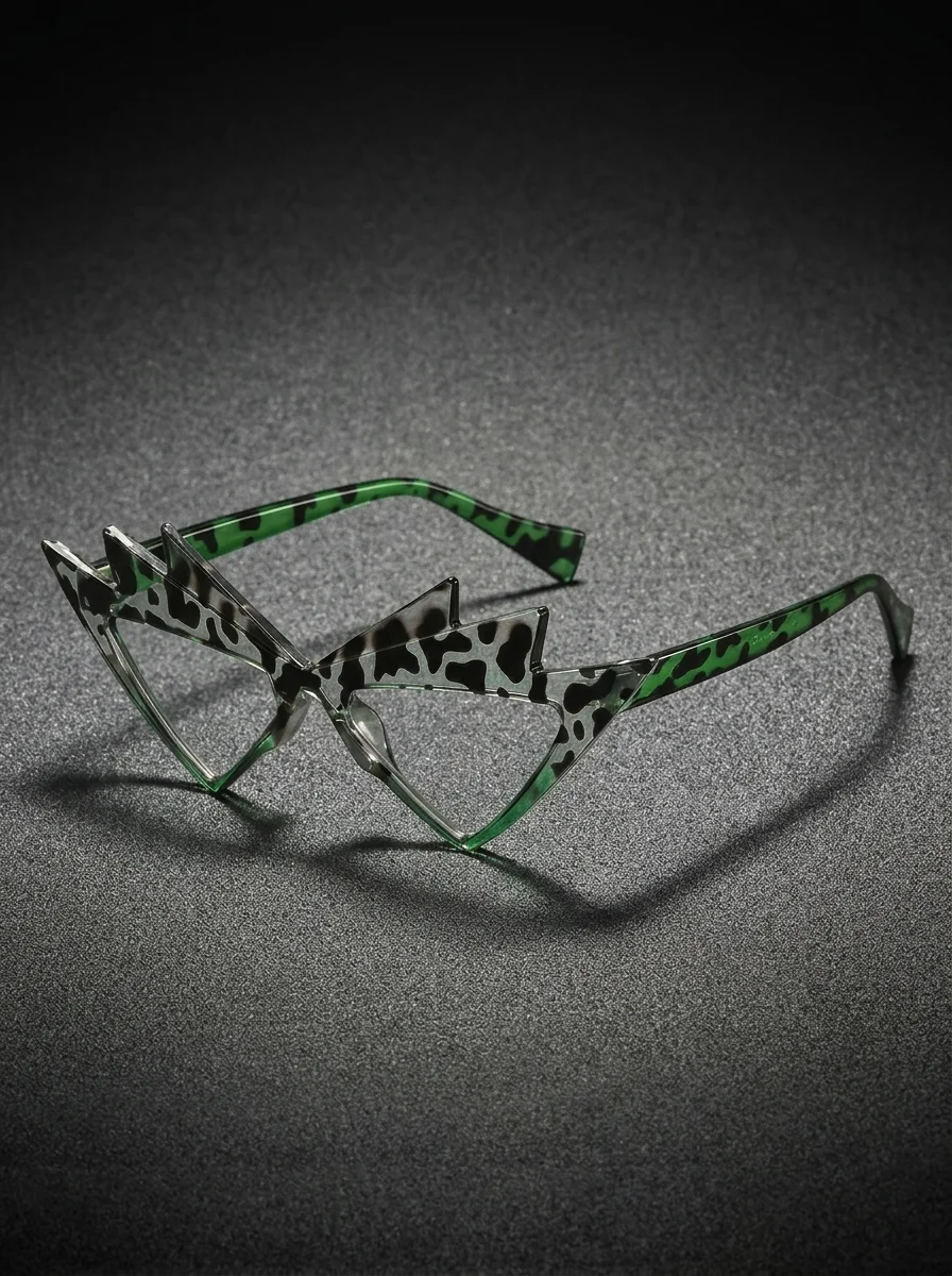 Women Exaggerated Spiky Cat Eye Glasses Fashion Runway Decorative Eyeglasses Ladies Party Cosplay Eyewear