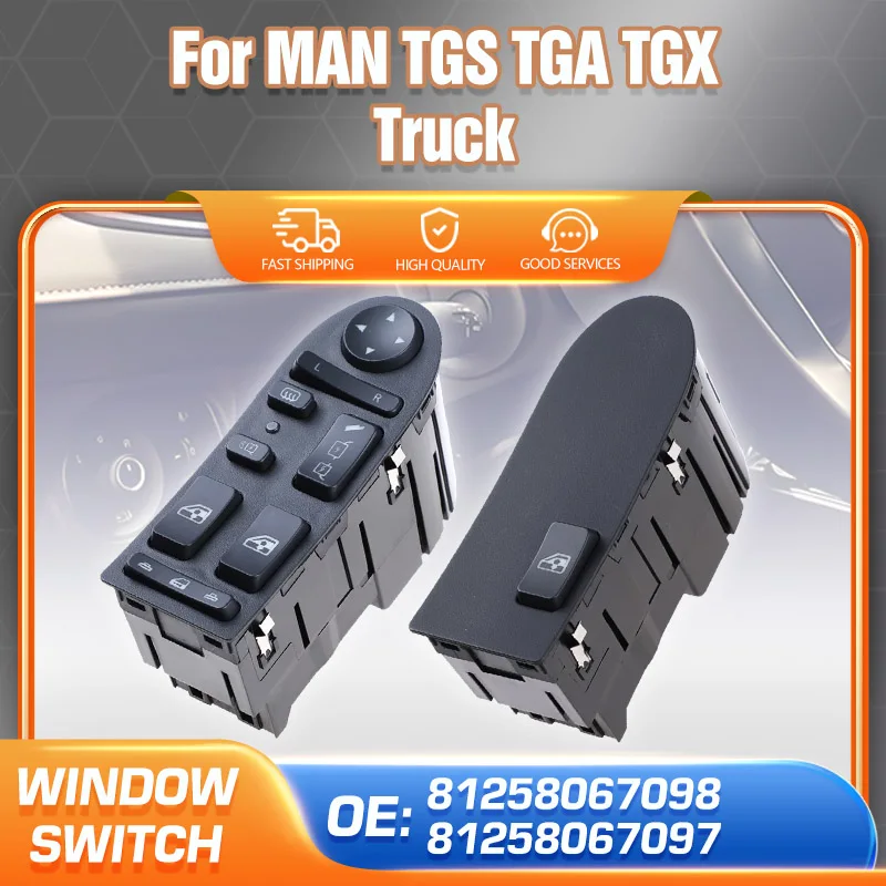 

Power Window Control Switch Glass Lifter Button For MAN TGS TGA TGX Truck Car Accessories 81258067098 81258067097 81258067001