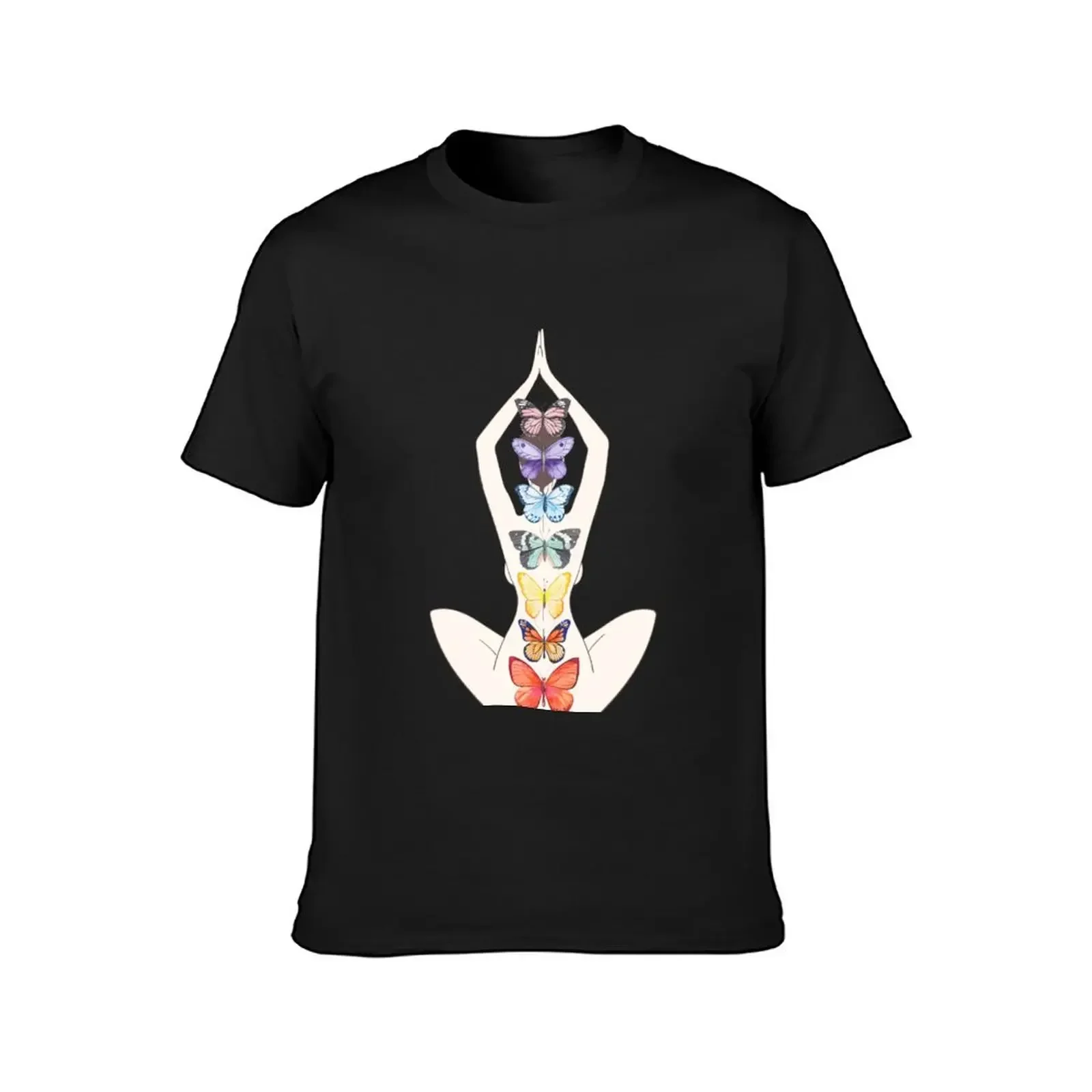 The seven chakras color chart Colorful Butterfly T-Shirt street wear cheap stuff mens designer clothes