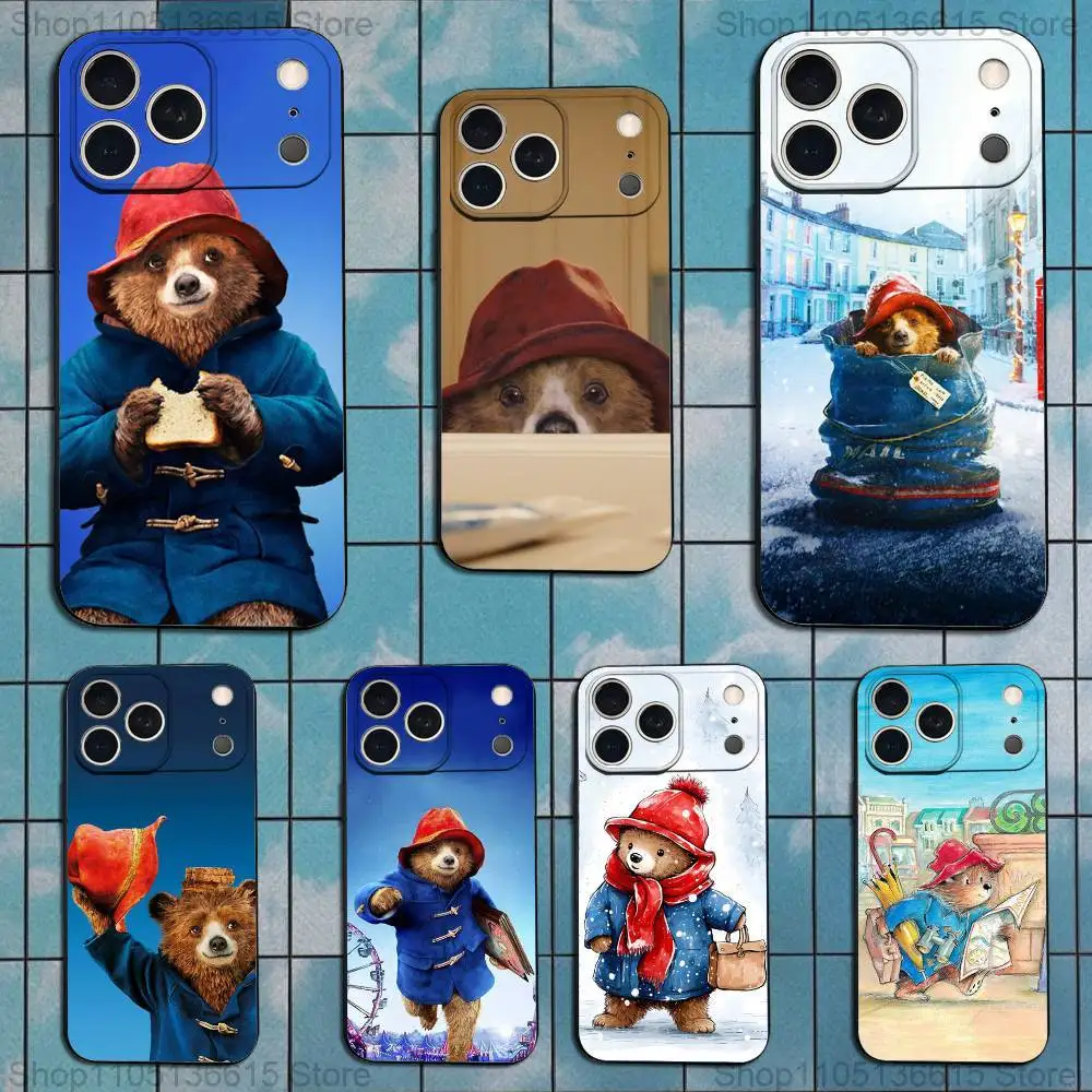 

P-Paddingtons B-Bears Cute Phone Case For iPhone 17,16,15,14,13,12,11 Plus,Pro Max,XS,X,XR,SE,Mini,8,7,Soft Silicone Black Cover
