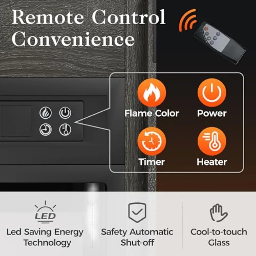 23 Inch Electric Fireplace Insert for TV Stand Recessed Mounted Fireplace Heater with 3D Multicolor Flames and Timer 1400W Free