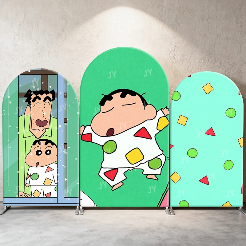 

Crayon Shin Chan Pajama Sleep Theme Arch Backdrop Cover Green Cartoon Background For Kids Birthday Baby Shower Party Decoration
