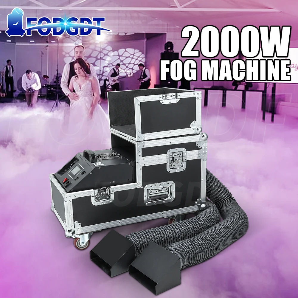 EU US MX Doppio Tubo 2000W Macchina del Nebbia D'acqua Macchina del Nebbia Bassa Sdraiata Attrezzatura del Fumo Controllo DMX per la Palcoscenico della Festa Nuziale in Discoteca
