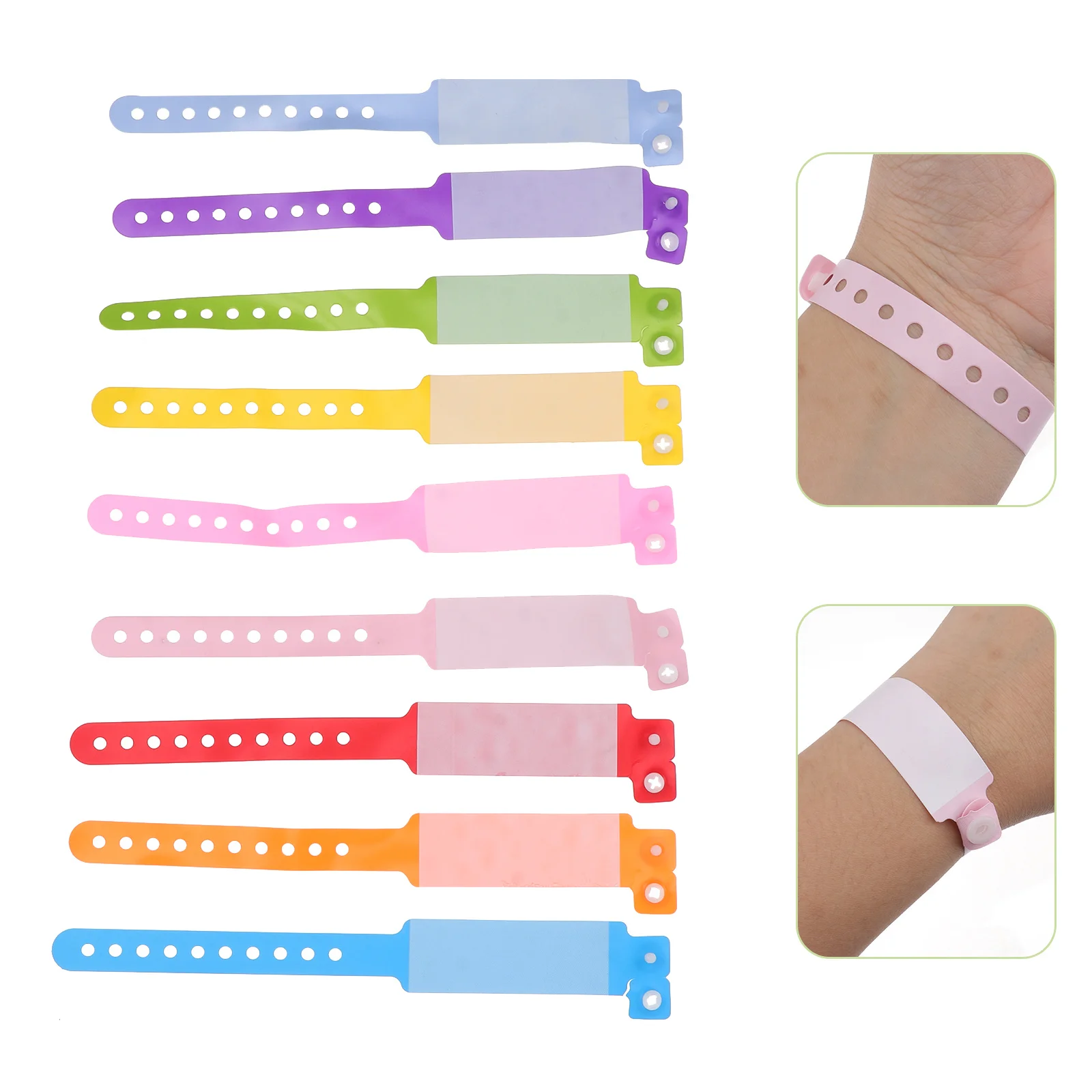 

100pcs PVC Wristbands Reusable Waterproof Safety ID Bands for Kids Parties Hiking Summer Camp Adjustable Name Tags Anti Lost
