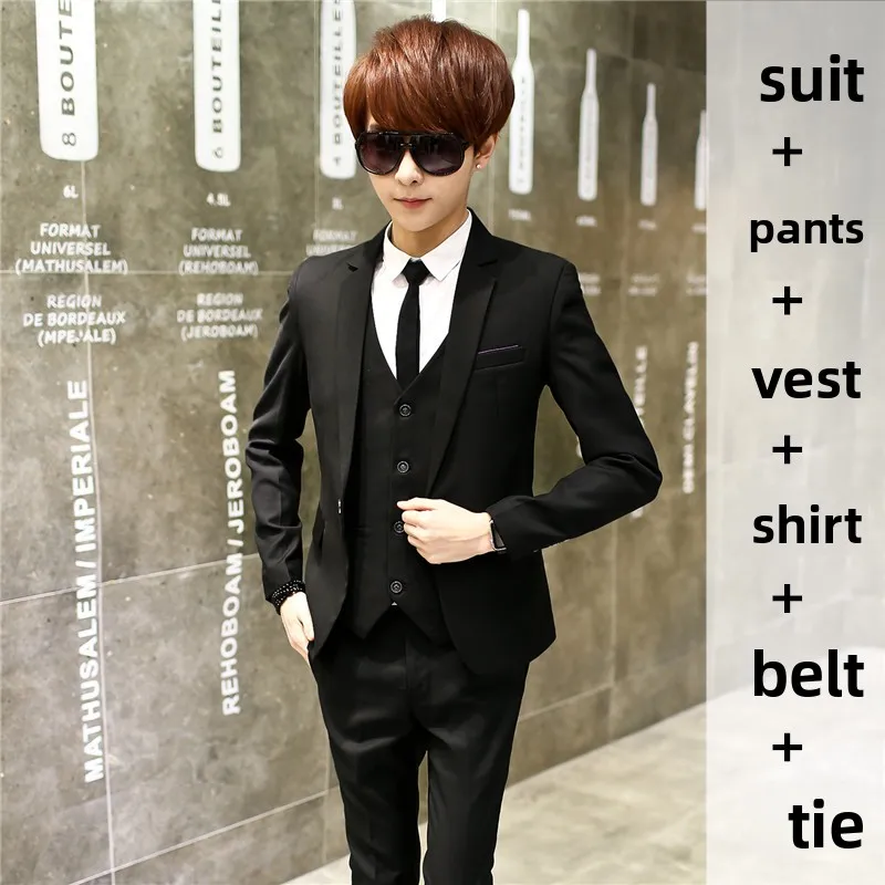 

Youth Faionable Tee-Piece Men's Wedding Suit Set Busin Casual Slim Fit Tuxedo Polyester Viscose Regular Lapel Single B...