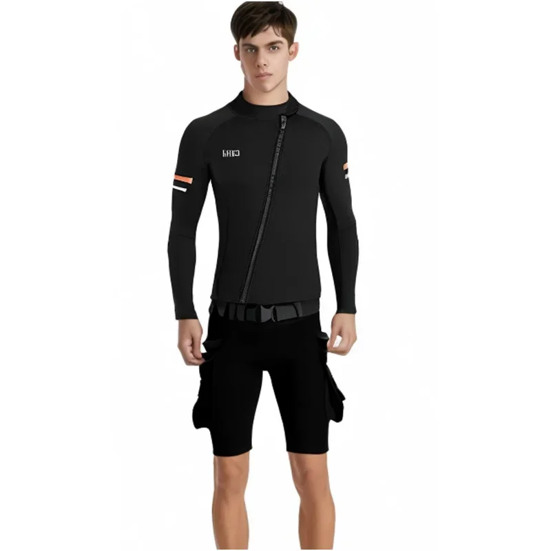 1.5mm Front Zipper Wetsuit Jacket with Slanted Zipper for Surfing, Snorkeling, Diving, and Winter Swimming - Stay Warm