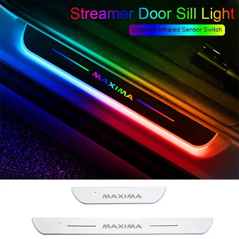 

USB Power Moving Car LED Welcome Pedal for Nissan Maxima Acrylic Pathway Front Rear Threshold Light Decorative Strip Accessories